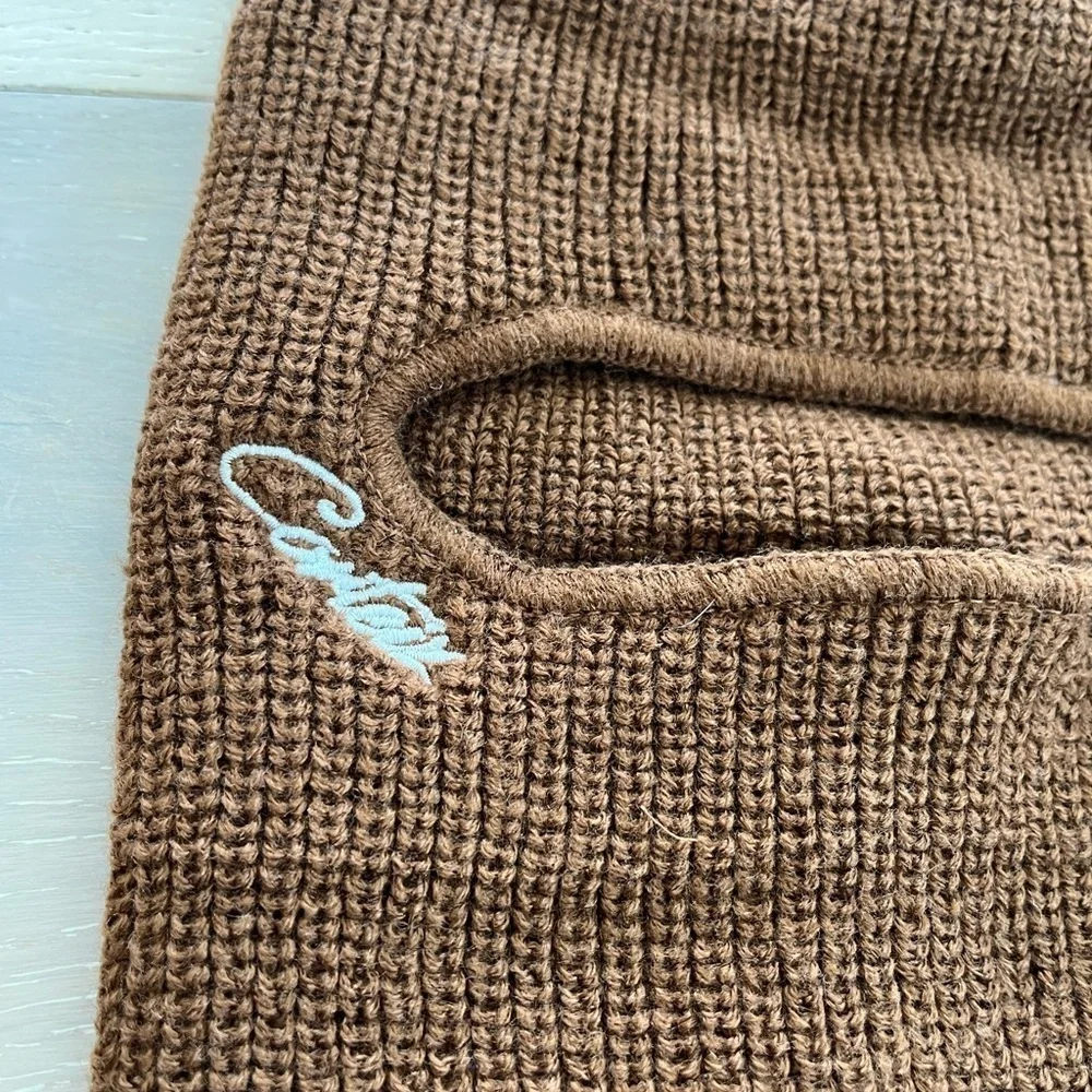 Corteiz rules the world Knit Brown Ski-Mask beanie
